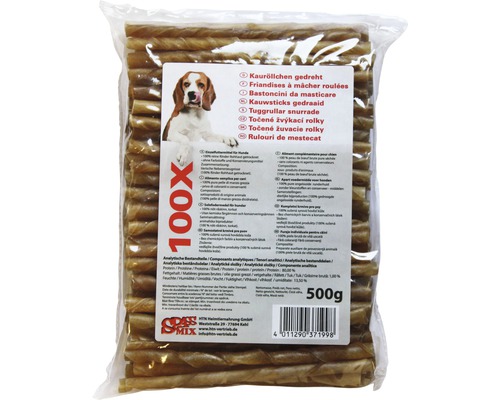 En-cas pour chien rouleaux à mâcher torsadés 100 pièces (7-8 mm) friandises à mâcher