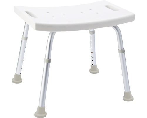 Tabouret de salle de bain RIDDER Sam réglable en hauteur de 34-52 cm blanc Tabouret de douche avec pieds en aluminium et hauteur réglable