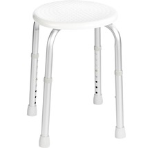Tabouret de douche blanc avec pieds en aluminium réglables