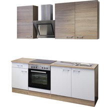 Flex Well Küchenzeile mit Geräten Samoa 210 cm Frontfarbe weiss sonoma eiche Matt Korpusfarbe sonoma eiche-thumb-3 Flex Well Küchenzeile mit Geräten Samoa 210 cm Frontfarbe weiss sonoma eiche Matt Korpusfarbe sonoma eiche-thumb-3