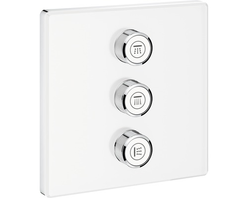 Robinet de douche encastré GROHE Grohtherm SmartControl blanc lune 29158LS0 Robinet de douche carré avec trois éléments de commande ronds