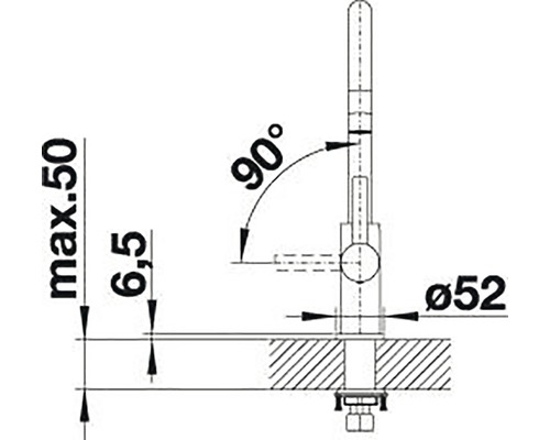 Schéma technique d''un robinet avec dimensions