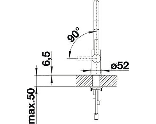 Dessin technique d''un robinet avec indications de dimensions