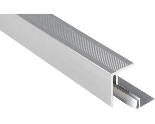 Profilé latéral alu/gris argent 47x62x2500 mm Profil d''arête d''escalier en métal avec surface rainurée