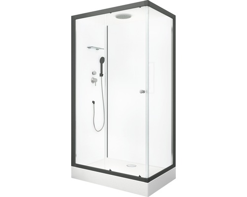 Fertigdusche Aurlane Black zen 80 x 110 x 217 cm anthrazit-matt