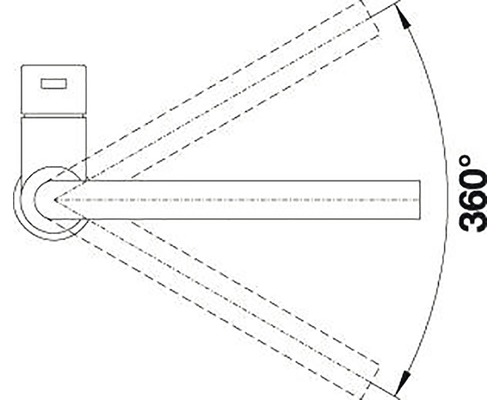 Schéma d''un robinet avec un angle de rotation de 360 degrés
