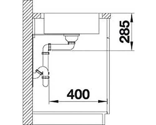 Schéma technique d''un évier avec dimensions