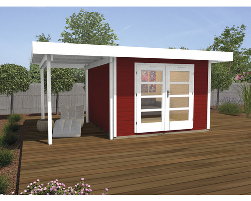 Abri de jardin weka Designhaus 126 A taille 2 avec plancher et toiture latérale 500 x 315 cm rouge de Falun