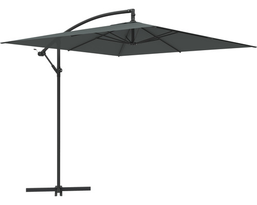 Parasol déporté Soluna parasol Granville 250 x 250 cm hauteur 270 cm gris foncé avec pied en croix