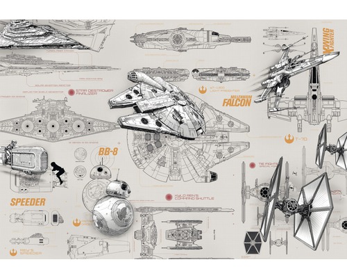 Fototapete Papier 8-493 Disney Edition 4 Star Wars Blueprints 8-tlg. 368 x254 cm