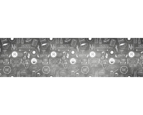 Crédence de cuisine mySpotti Splash Coffee and Tea 2200 x 600 mm SP-F1-1255 Papier peint décoratif avec des motifs de petit-déjeuner pour une ambiance chaleureuse.