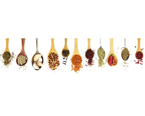 Crédence de cuisine mySpotti Splash Oriental Spice épices 2200 x 600 mm SP-F1-1259 Diverses épices dans des cuillères
