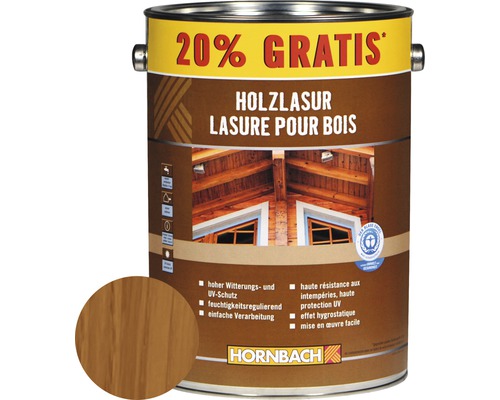 HORNBACH Holzlasur teak 6 l (20 % Gratis!)