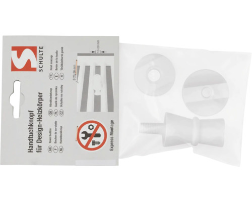 Bouton de serviette Schulte pour radiateur design dans son emballage