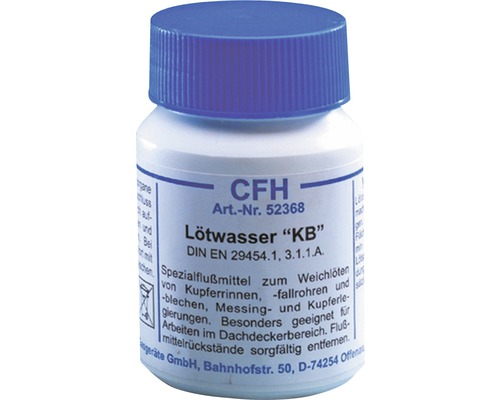 Eau à souder CFH KB dans un flacon en plastique avec bouchon bleu