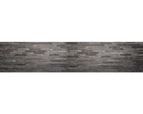 Crédence de cuisine mySpotti Splash Black Bricks mur de pierres 2800 x 600 mm SP-F2-1247