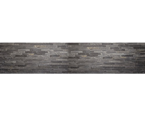 Crédence de cuisine mySpotti Splash Black Bricks mur de pierres 2800 x 600 mm SP-F2-1247 Revêtement mural en pierre naturelle avec pierres rectangulaires