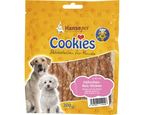 Hundefutter trocken Cookies Hühner Reis Sticks 200 g Hansepet Cookies Hühnchen Reis Stickies Hundesnack 200 Gramm