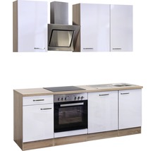 Flex Well Küchenzeile mit Geräten Valero 220 cm Frontfarbe weiss Hochglanz Korpusfarbe sonoma eiche-thumb-4 Flex Well Küchenzeile mit Geräten Valero 220 cm Frontfarbe weiss Hochglanz Korpusfarbe sonoma eiche-thumb-4