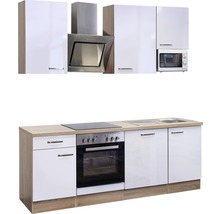 Flex Well Küchenzeile mit Geräten Valero 220 cm Frontfarbe weiss Hochglanz Korpusfarbe sonoma eiche-thumb-4 Flex Well Küchenzeile mit Geräten Valero 220 cm Frontfarbe weiss Hochglanz Korpusfarbe sonoma eiche-thumb-4