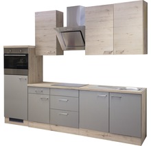Cuisine complète avec appareils Flex Well Riva 270 cm couleur de façade quarzit cubanit chêne clair san remo - couleur du corps chêne clair san remo 00011187