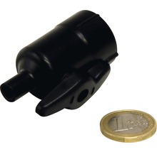 Filtre à essence noir avec une pièce d''un euro pour indication de la taille