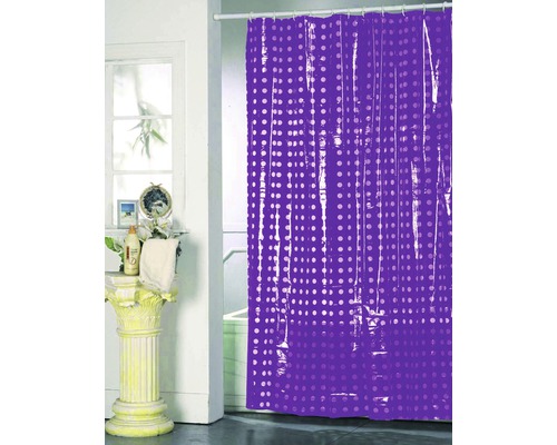 Rideau de douche PVC pois violet 180x200 cm