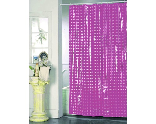 Duschvorhang PVC Punkte pink 180x200 cm