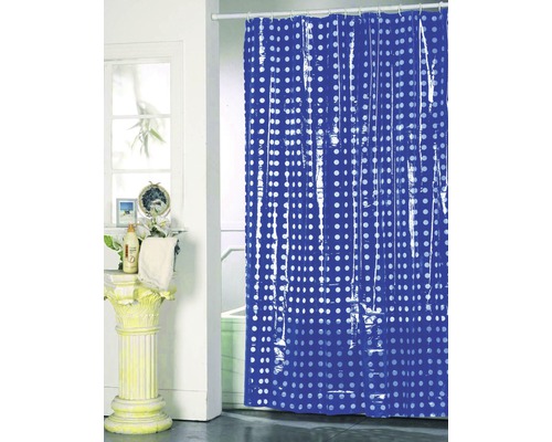 Rideau de douche PVC pois bleu 180x200 cm