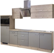 Cuisine complète avec appareils Flex Well Riva 270 cm couleur de façade quarzit cubanit chêne clair San Remo - couleur du corps chêne clair San Remo 00011213