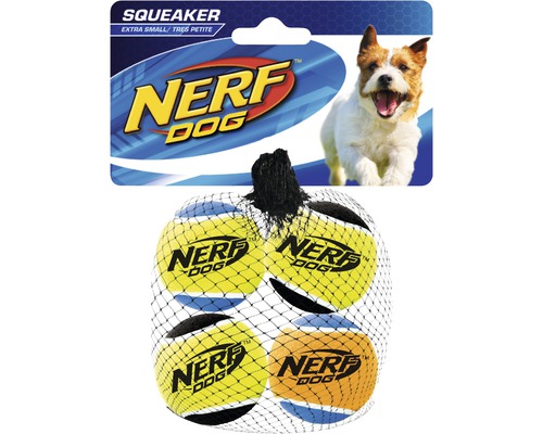 Hundespielzeug Nerf Dog Tennisbälle mit Quietscher XS, 4 Stück