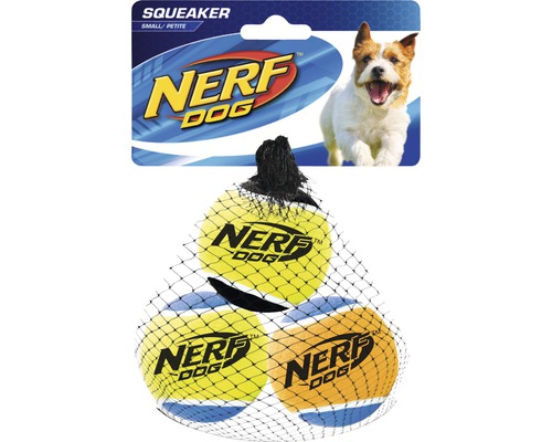 Jouet pour chien balles de tennis avec pouet-pouet S Nerf Dog, lot de 3