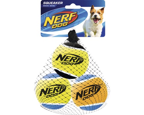 Hundespielzeug Nerf Dog Tennisbälle mit Quietscher M, 3 Stück