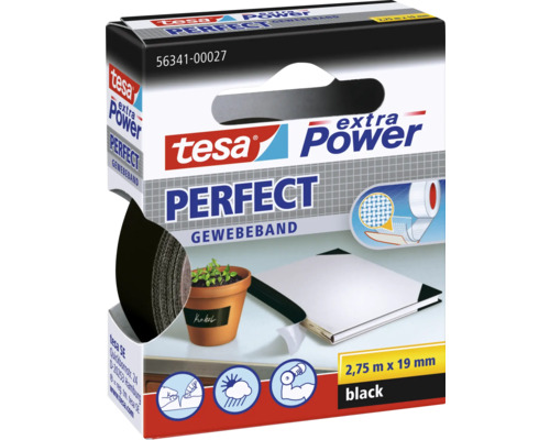 tesa® Extra Power Perfect Gewebeband schwarz 2.75 m x 19 mm Tesa Extra Power Perfect Gewebeband, 2,75 m x 19 mm, schwarz