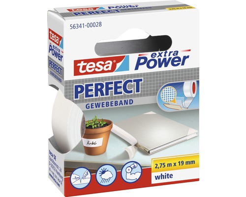 tesa® Extra Power Perfect Gewebeband weiss 2.75 m x 19 mm