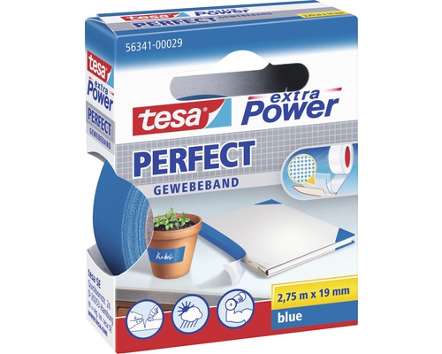 tesa® extra Power Perfect Gewebeband blau 2.75 m x 19 mm