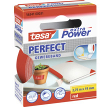 Bande textile tesa® extra Power Perfect rouge 2.75 m x 19 mm