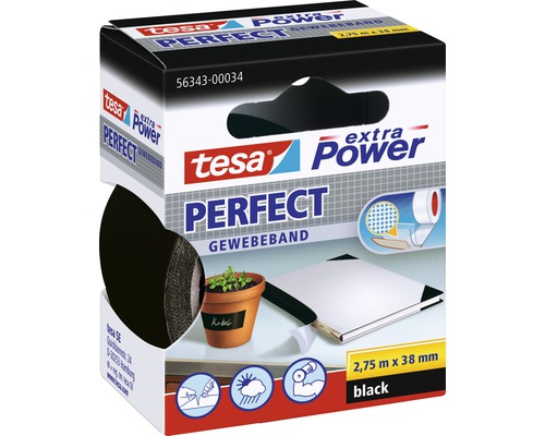 tesa® Extra Power Perfect Gewebeband schwarz 2.75 m x 38 mm