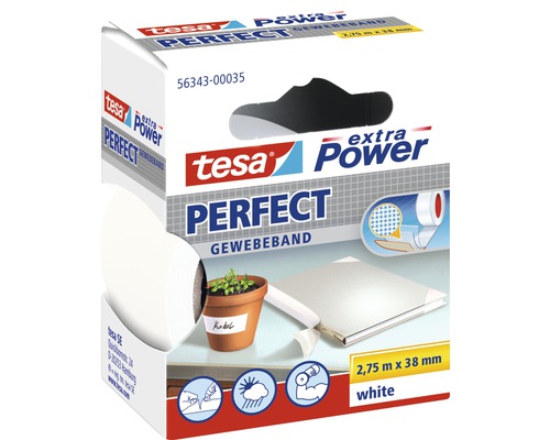 tesa® Extra Power Perfect Gewebeband weiss 2.75 m x 38 mm