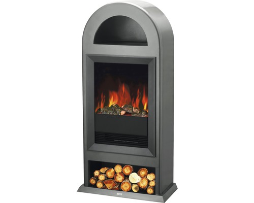 Cheminée décorative avec bûches et effet de flamme