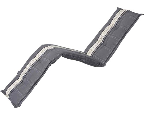 Galette d'assise pour chaise longue Madison Garden coton 65 x 195 cm gris-blanc Coussin pour bain de soleil avec inscription