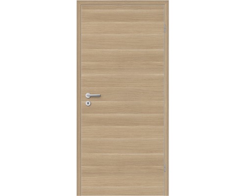 Porte intérieure avec structure en bois, poignée de porte et trou de serrure