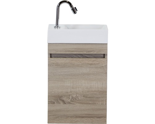 Lavabo pour invités avec meuble bas Sanox Maxim lxhxp 40x65x22 cm chêne gris