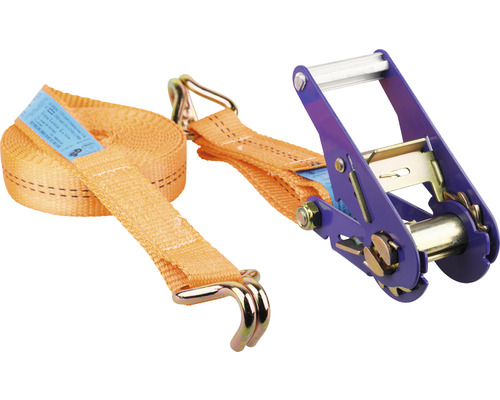 Mamutec Sangle d'arrimage à cliquet 35 mm x 6 m 2 parties orange Sangle d''arrimage avec cliquet et crochets