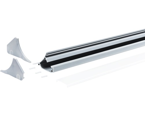 Aluminium Profil mit Endkappen und Befestigungsmaterial