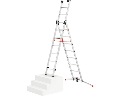 Échelle multifonctionnelle en aluminium en forme de A sur un escalier