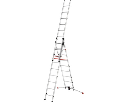 Échelle multifonctionnelle en aluminium en forme de A et en position d''échelle coulissante