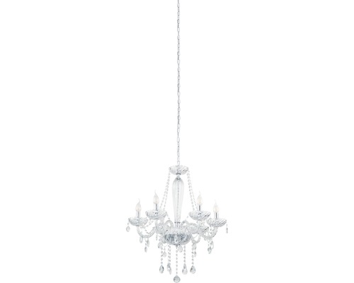 Lustre avec six lumières et décorations en cristal