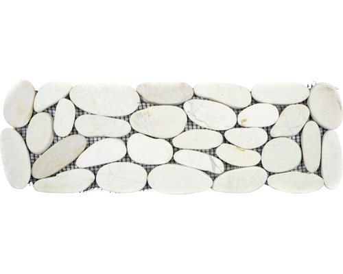 Bordure en galets de rivière BO IN10KS 10x30 cm Natte mosaïque en galets blancs