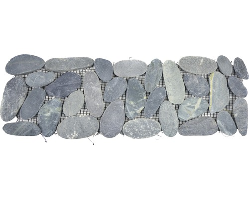 Bordure en galets de rivière BO IN24KS 10x30 cm Mosaïque en pierre naturelle avec motif de galets
